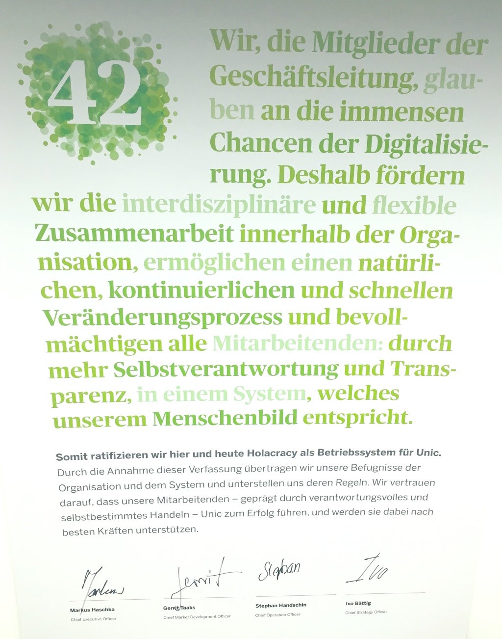 unic holacracy ratifizierung text